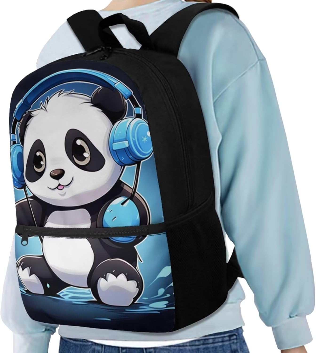 Cartoon Panda School Backpacks for Girls Cute School Bookbags 4 in 1 Kids Backpacks for Girls School Bag with Lunch Box Set Scratch Resistant Water Bottle Cover Back-to-School Gifts