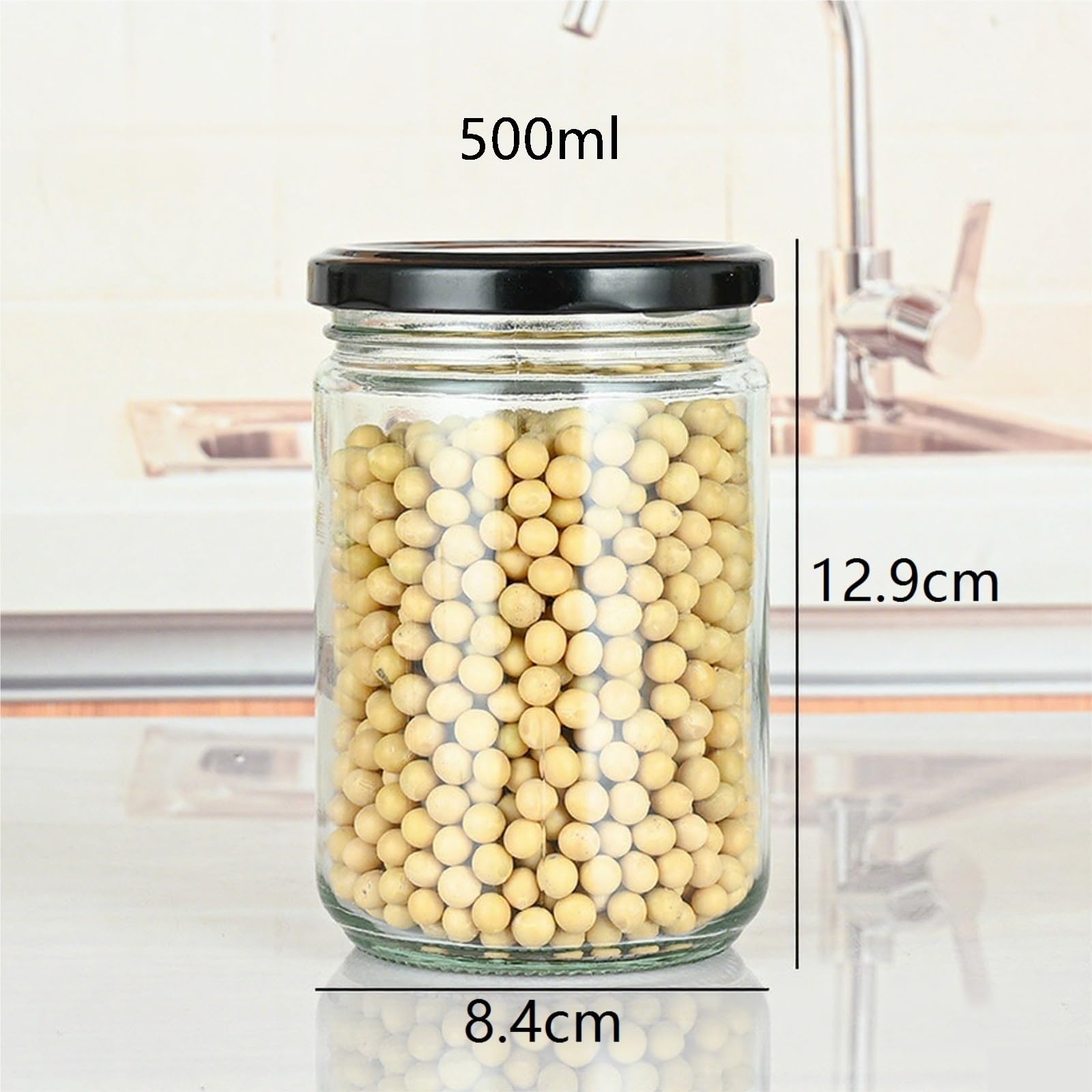 Preparazione Pasti 4 Pezzi Di Barattoli Vetro Con Coperchi Ermetici For La Conservazione Degli Alimenti E In Salamoia Dispensa
