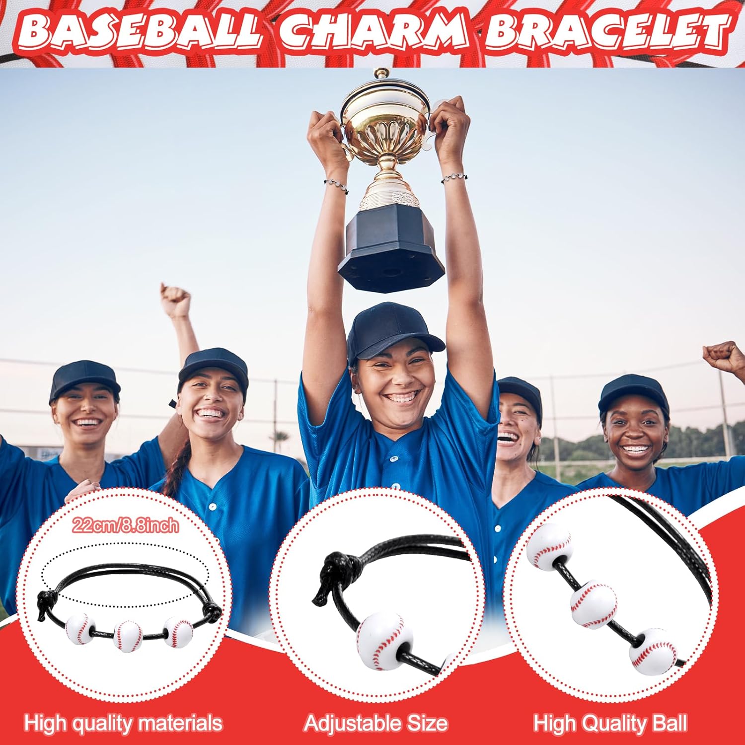 Poen 48 Pcs Baseball Party Favors Include 12 Drawstring Backpack 12 Mini Baseball 12 Keychain 12 Wax Thread Braided Bracelet Inspirational Team Gift