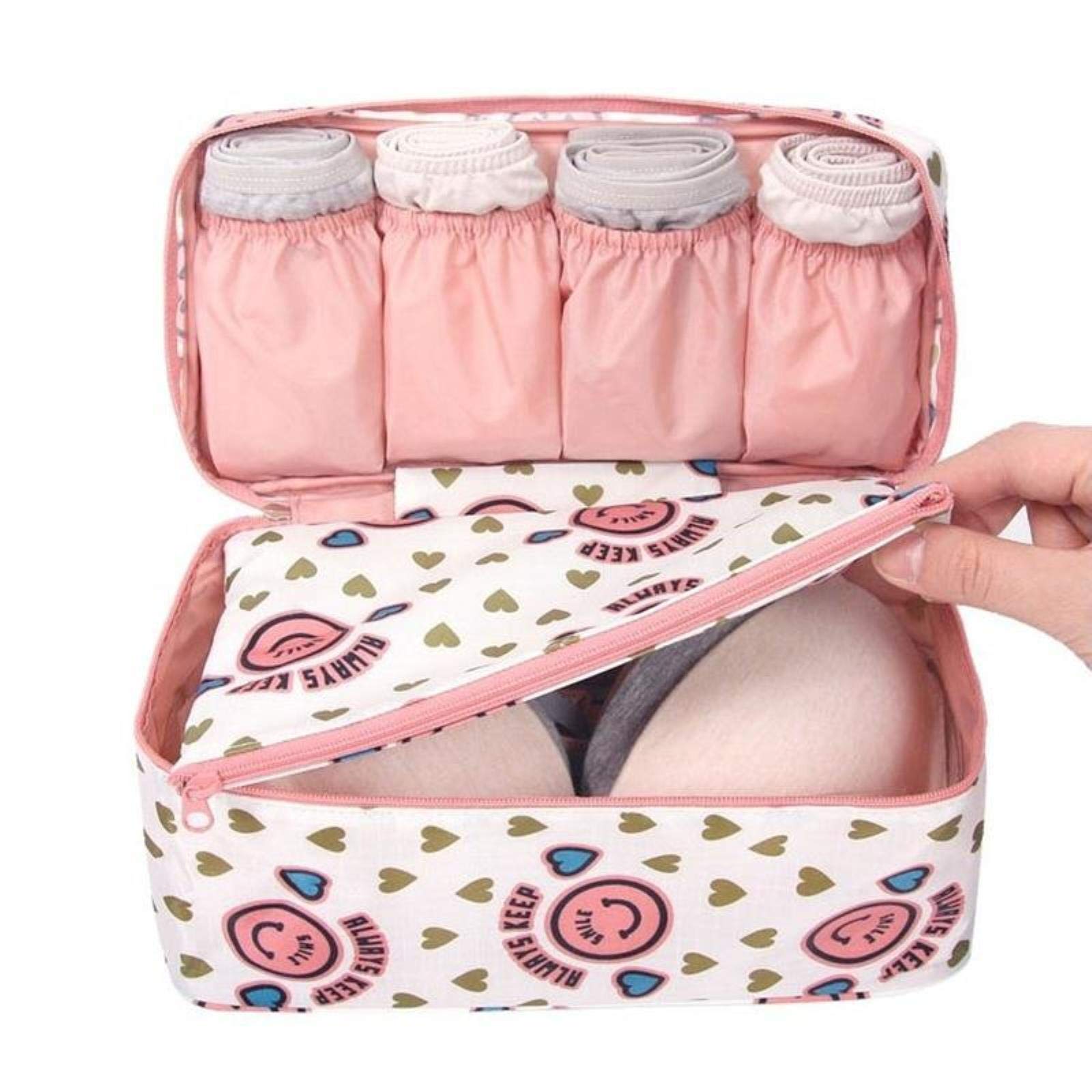 Borsa per Reggiseno da Viaggio da 1 Pezzo Borsa per Organizer per Biancheria Intima Borsa per Cosmetici per Articoli da toeletta Quotidiana Borsa per Il Lavaggio-Fiori Blu Scuro