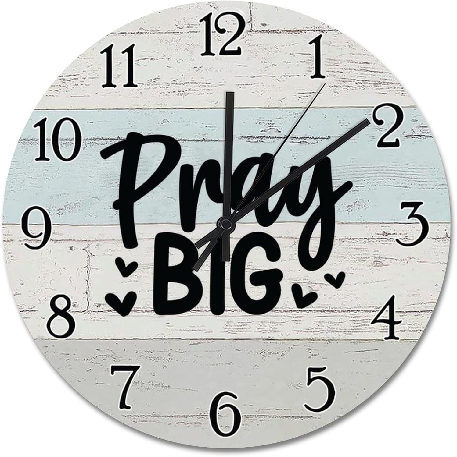 Pray Big Clock Bible Verse Christian Wooden Wall Clocks Battery Operated 15 Inch Non-Ticking Jesus Quote Living Room Decor Gift for Man Woman Friend Anniversary