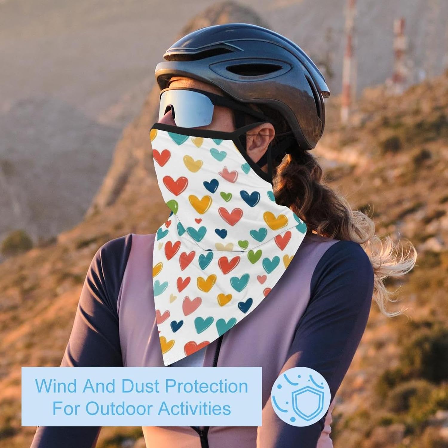 4 Pieces Hearts Neck Gaiter Bandana Face Mask, Sun Cooling Scarf Gator Cover Head for Men Women
