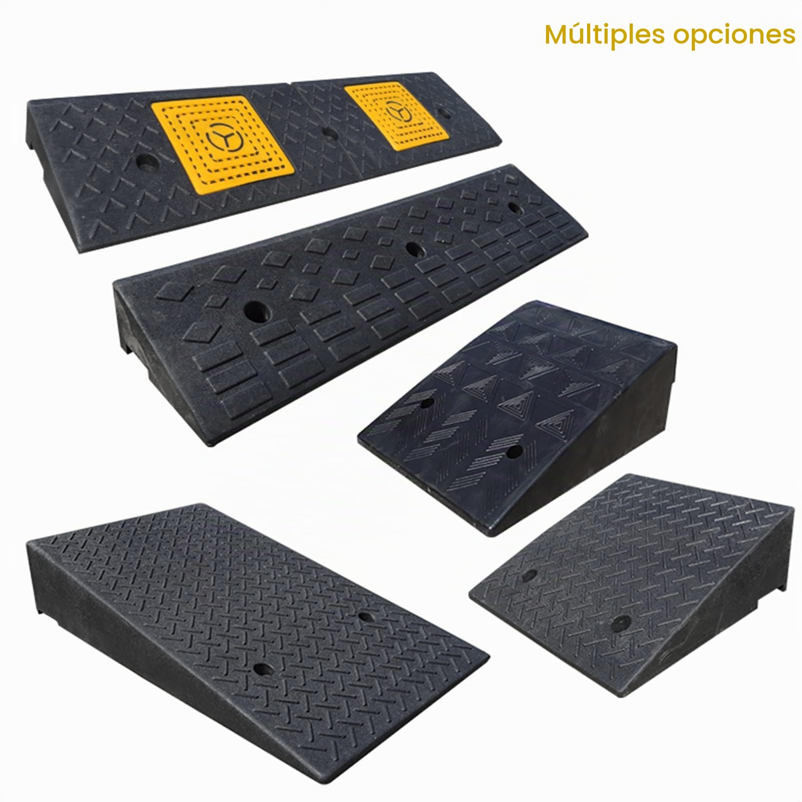 Rampa de Caucho-plástico, Rampas Carga Antideslizantes(100x25x5cm) | Rampas de Bordillos Servicio Pesado para Coches y Caravanas Acceso a Umbral para Motos Sillas de Ruedas Vehículos