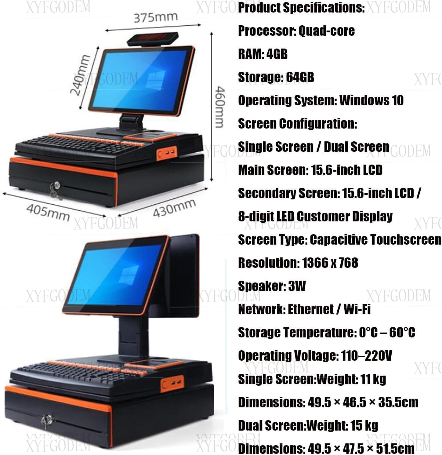 Caja Registradora Electrónica Todo en Uno con Pantalla Táctil de 15.6 Pulgadas - Sistema POS Inteligente para Comercio y Retail