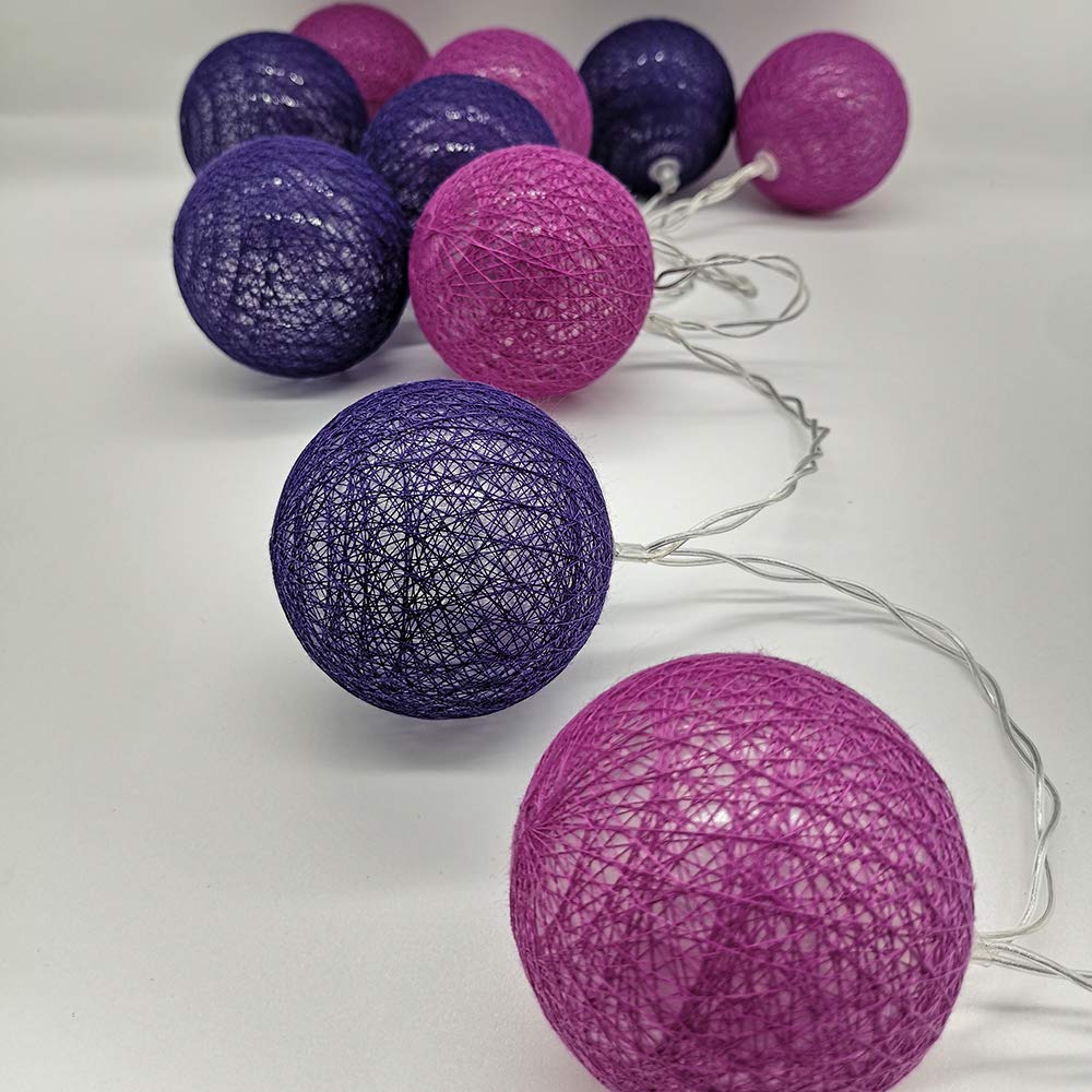 10pcs Cotton Ball LED String Lights Battery Operated, DOTBUY Fairy Lights for Wedding Party Halloween Outdoor Indoor Decor Garlands Create Atmosphere (Violet,1.8M/10LED)