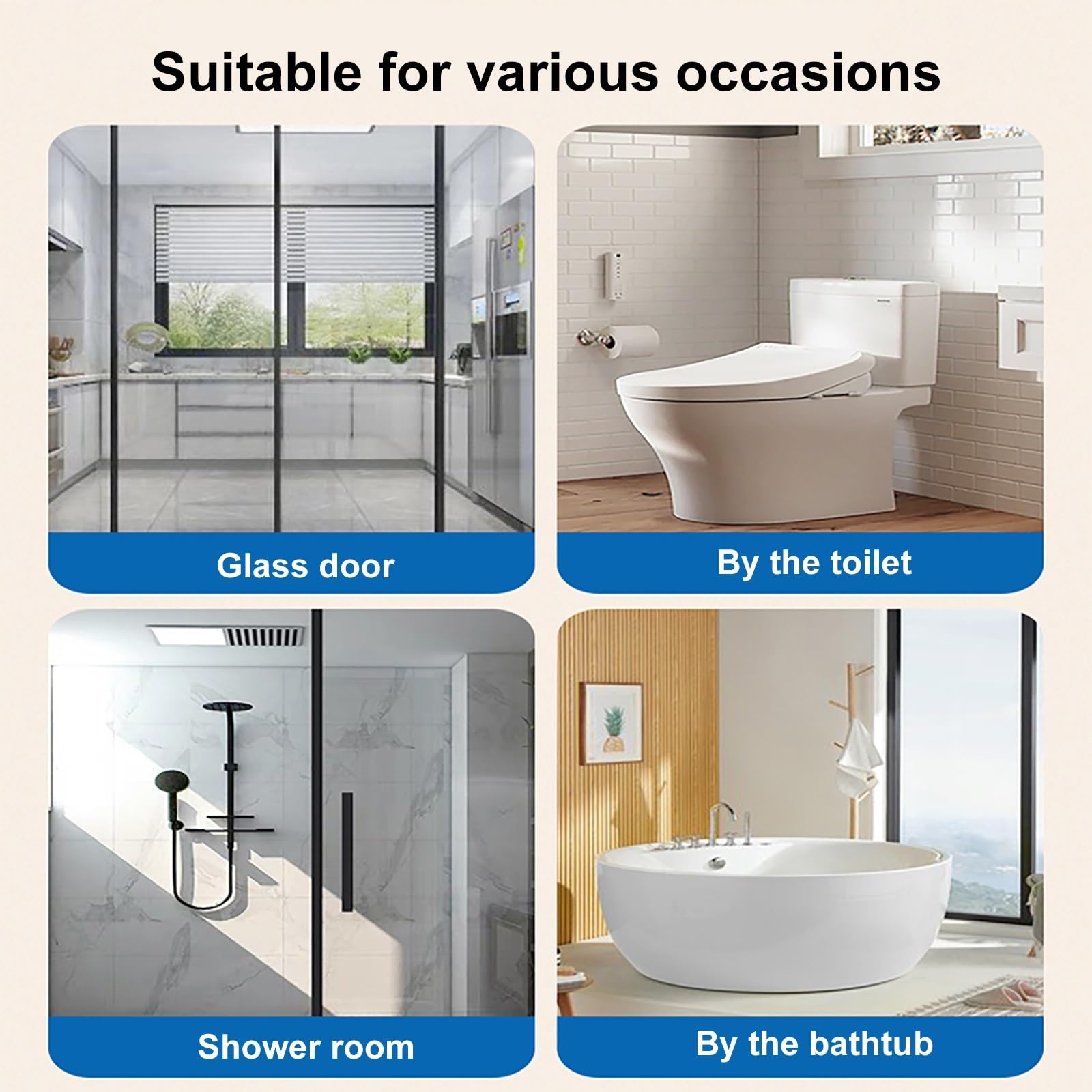 Barra de Apoyo para Ducha, Barra de Apoyo para Ducha con Ventosa Fuerte para bañeras y duchas, asideros de Seguridad para baño, Accesorios para Dispositivos de Asistencia para discapacitados.