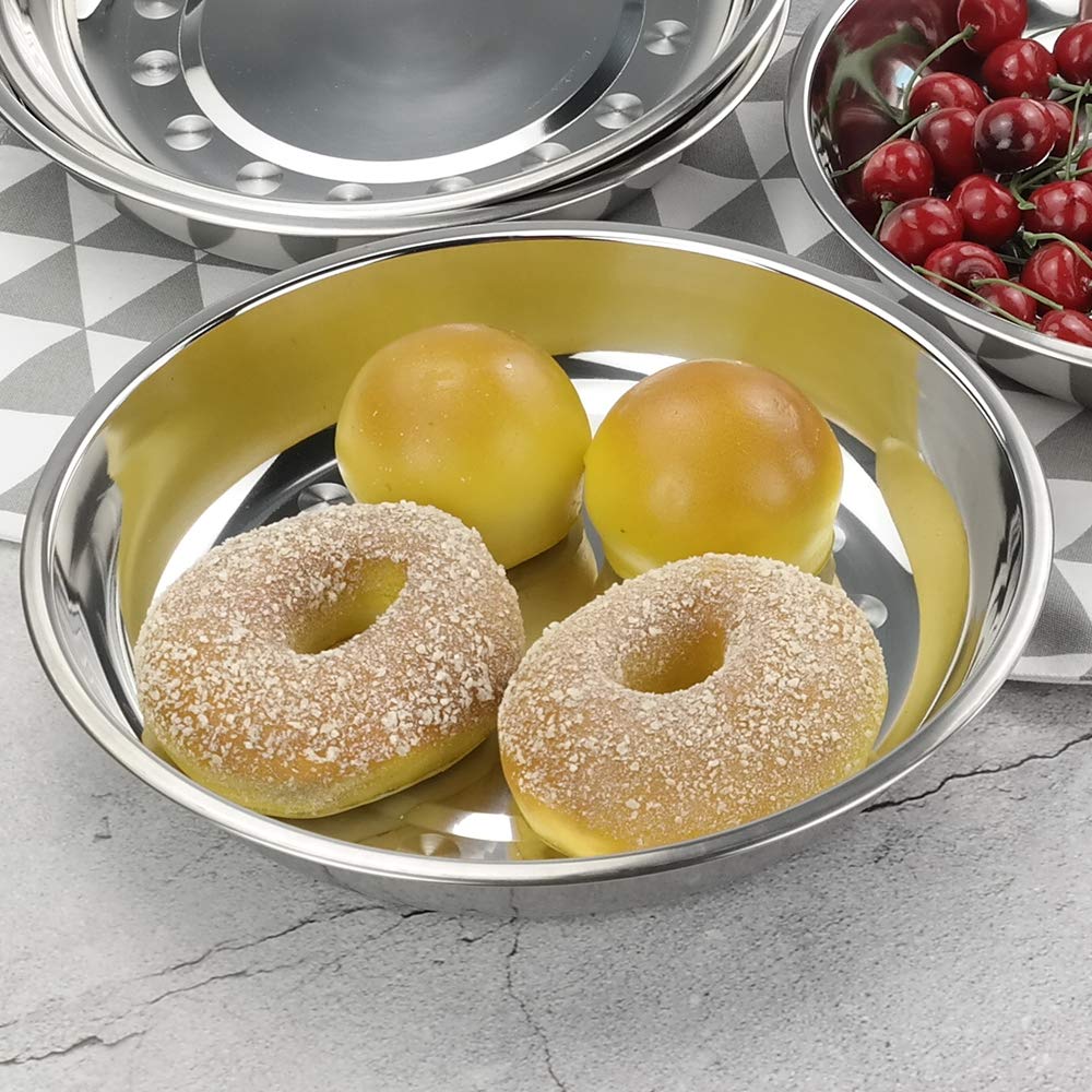 CHUIFAI Edelstahl Teller 6er-Set - 30cm, Campingtauglich, Spülmaschinenfest