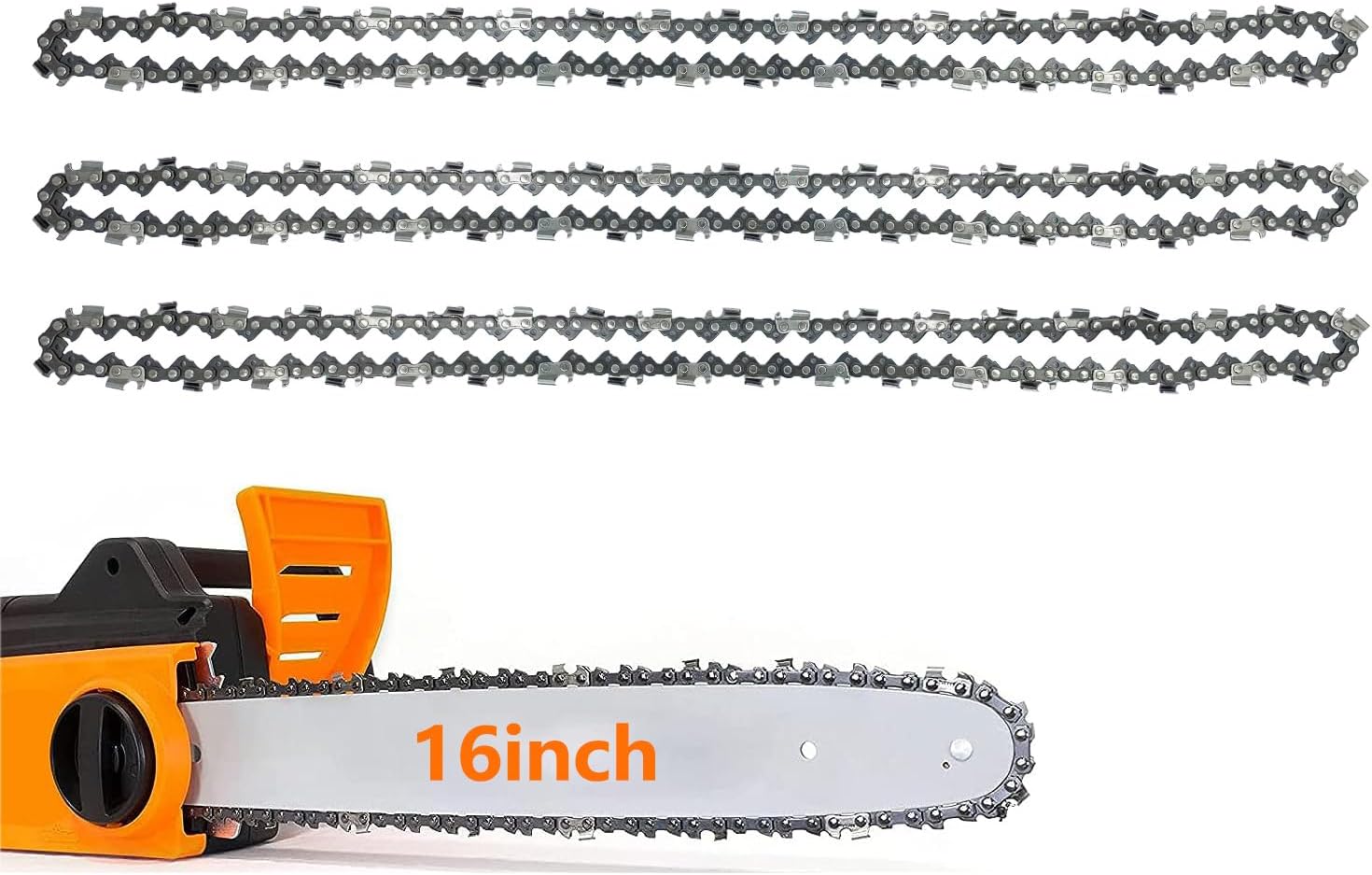 3 Pack 16 inch Chainsaw Chain for 16 Inch (40cm) Bar 57 Drive Links, 3