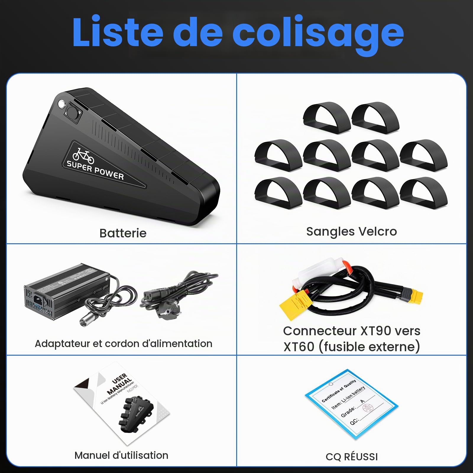 Batterie Triangulaire 48V 30Ah de vélo électrique 1500W 1000W 500W w/GPS