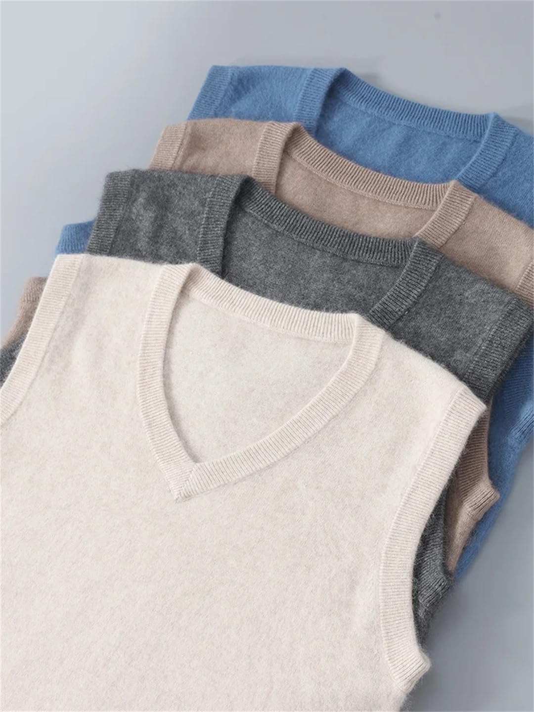 Gilet da uomo in cashmere con scollo a V sciolto senza maniche gilet in maglia