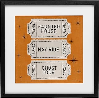 Stupell Industries Wee Bit Wicked Tickets Black Framed Print Under Glass, design by Veronique Charron, 13 x 13
