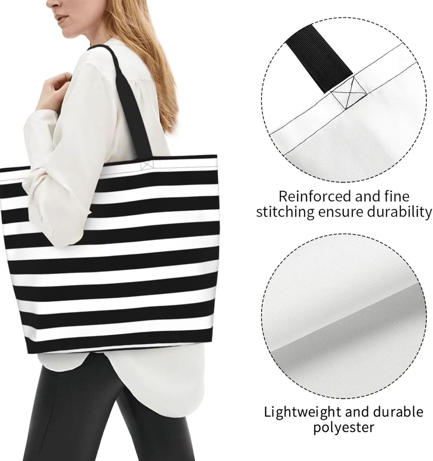 Large Tote Bag for Women Beach Shoulder Bags Reusable Grocery Handbag for Shopping Travel Picnic Work Activity - Image 4