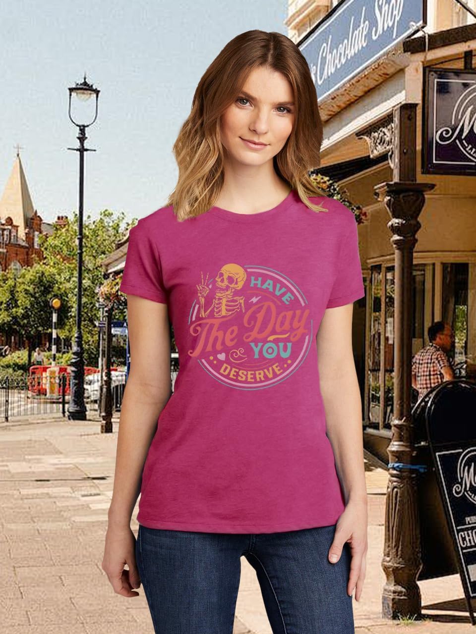 Funny Skull Shirts for Women Vintage Inspired Tee Roses Graphic Tees Spooky Skeleton Tops Casual Short Sleeve Women Tops - Image 2