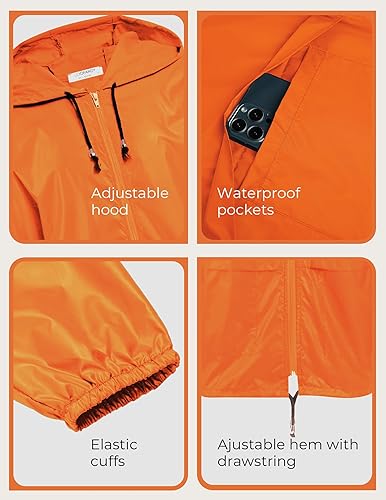 Miniatura 6 de COOFANDY Chaqueta impermeable plegable con capucha para hombre, ligera, para exteriores, ideal para viajes, senderismo, ciclismo