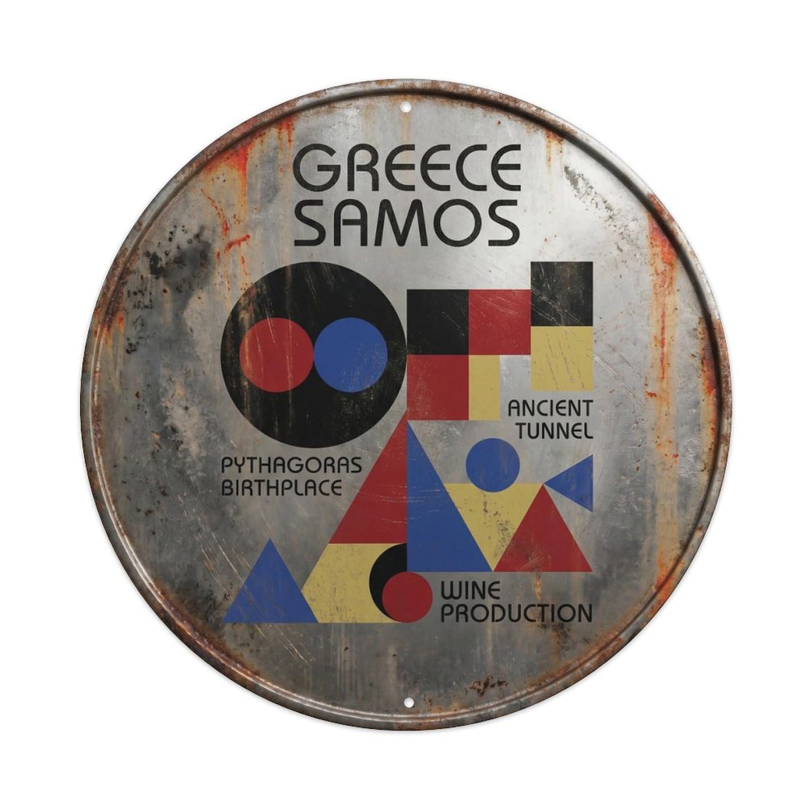 Samos Vineyard Greek Constructivist European Journey Metal Tin Sign
