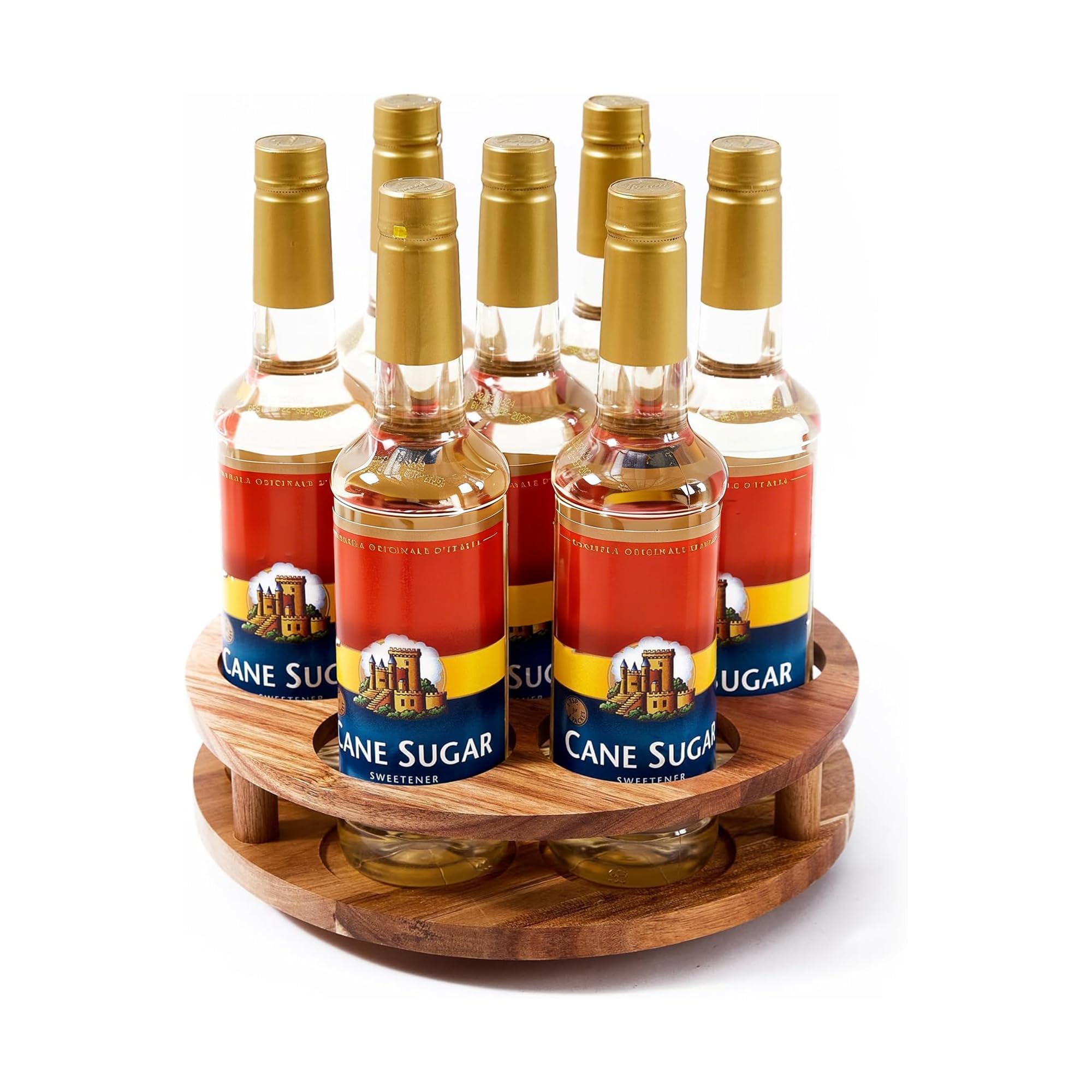 Amazon.com - Acacia Wood Rotating Syrup Organizer, 7 Bottle Syrup