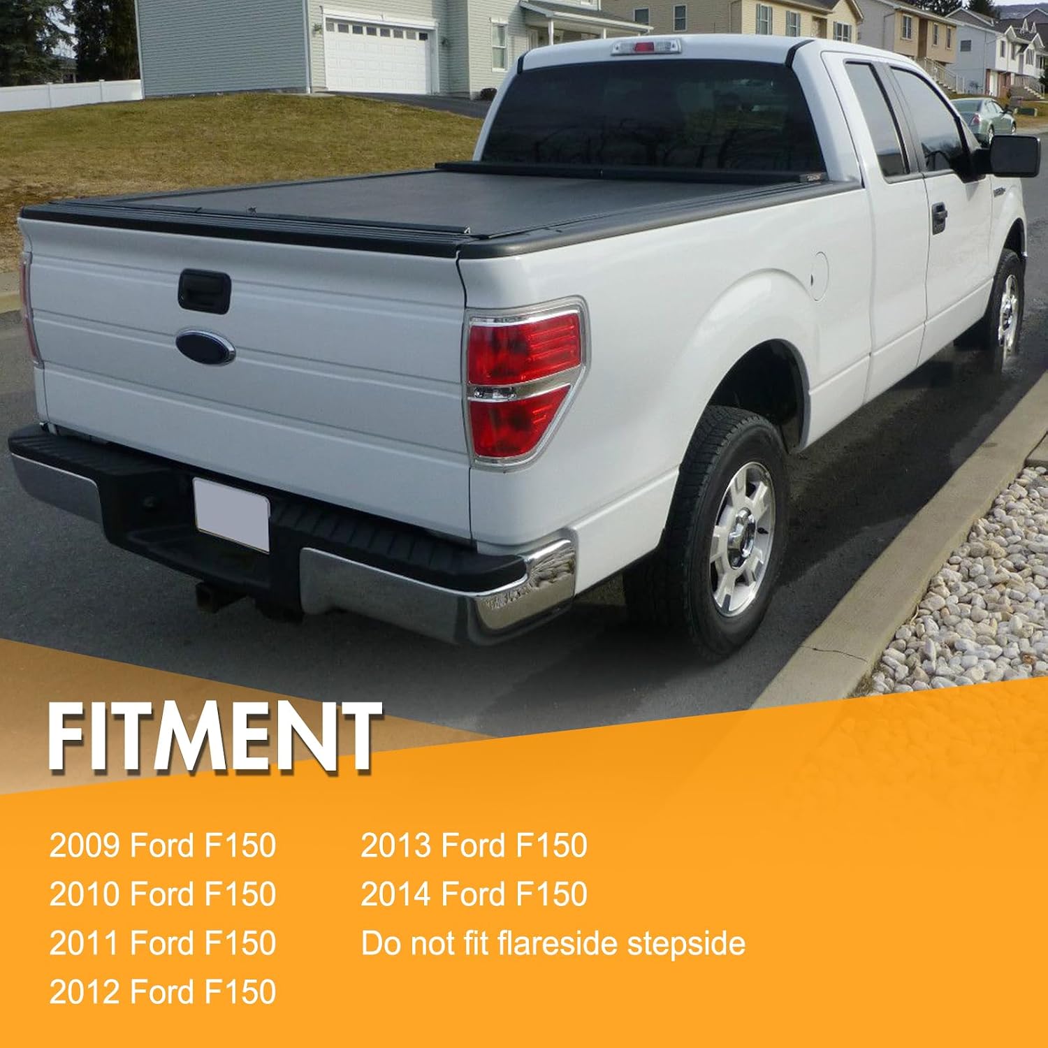 F150 Tail Lights Compatible for Ford F-150 2009 2010 2011 2012 2013 2014 Pickup Truck Chrome Trim Rear Brake Lamp Taillights Right Passenger Side Red Silver