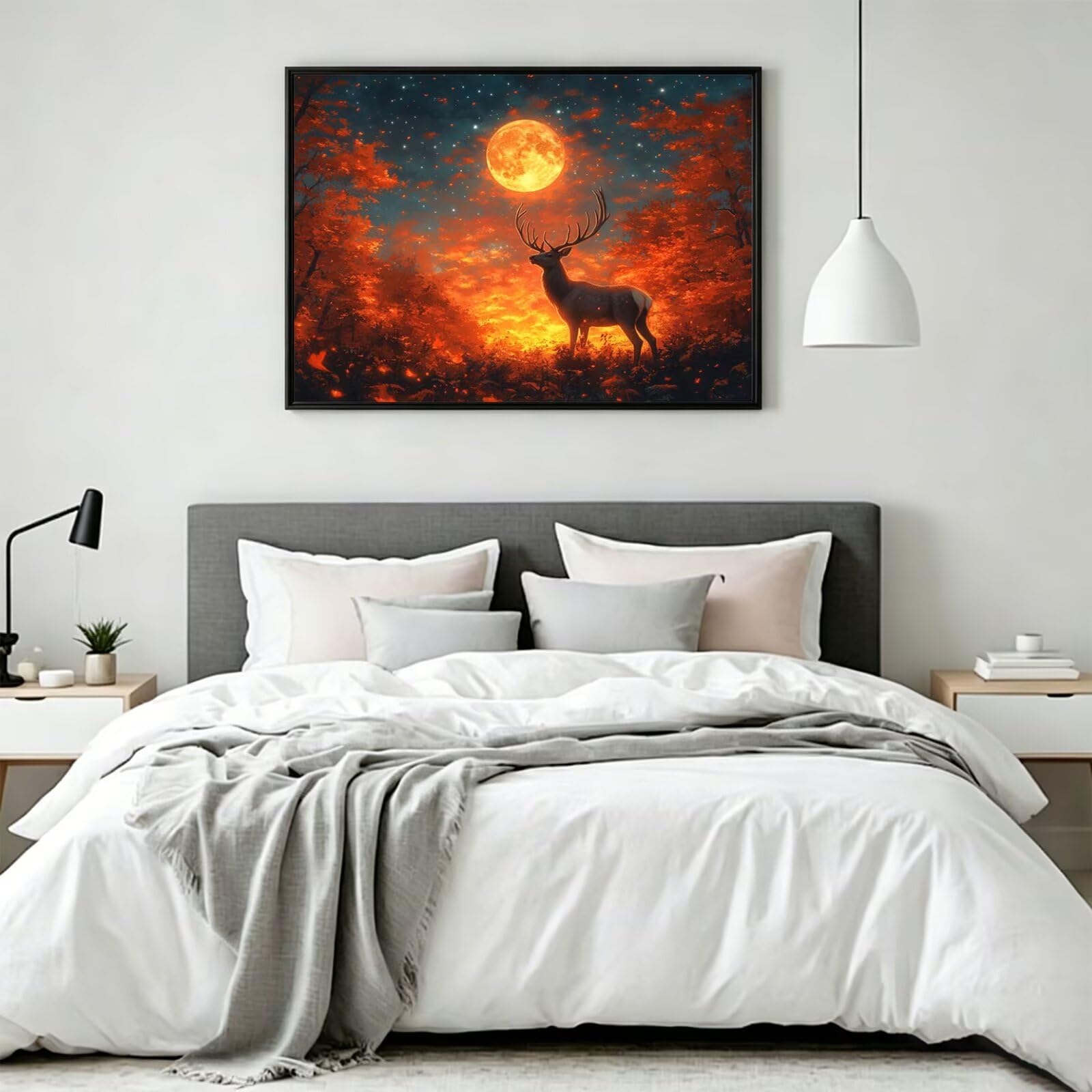 Pintar por Numeros Luna Pinturas Acrilicas Ciervo Pintura por Numeros Adultos DIY Lienzos para Pintar, Pintura Acrilica Manualidades, Decoración para Hogar, Regalos Cumpleaños, 70x90cm Sin Marco q-954