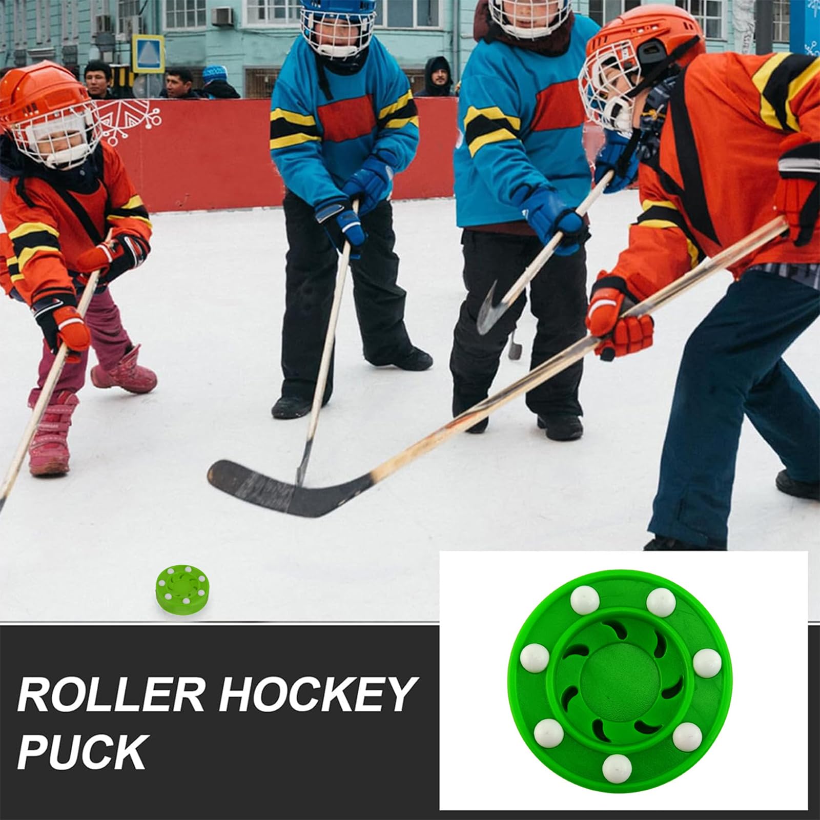 Kiuiom Hockey sur roulettes pour Entraînement,Roller Hockey Jeu Entraînement,Roues De Hockey en Ligne,Palet Hockey en Plein Air À roulettes,Hockey sur Glace Jouets,Vert