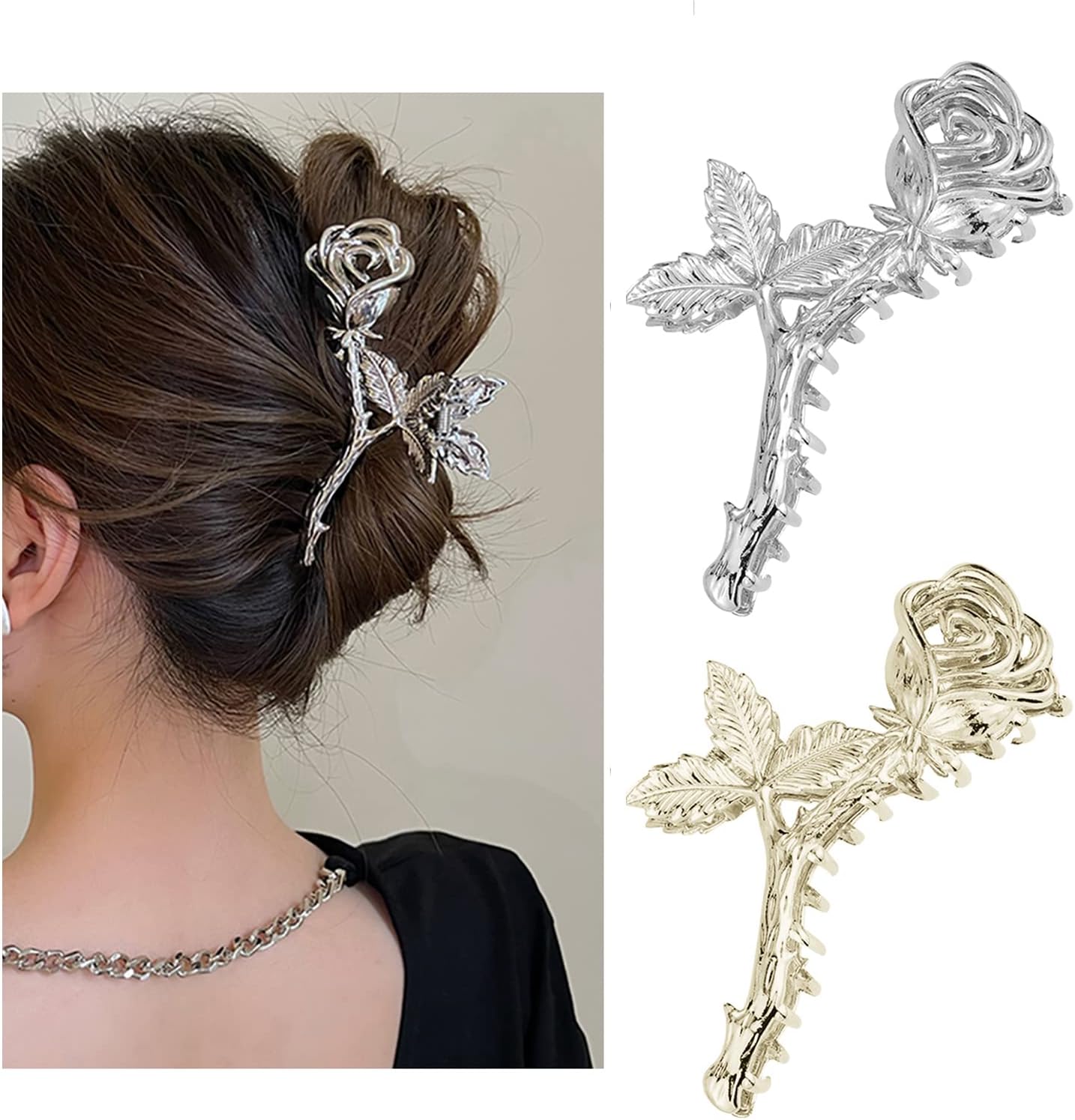 4 Pcs Large Silk Flower Bow Hair Claw Jaw Clips For Women