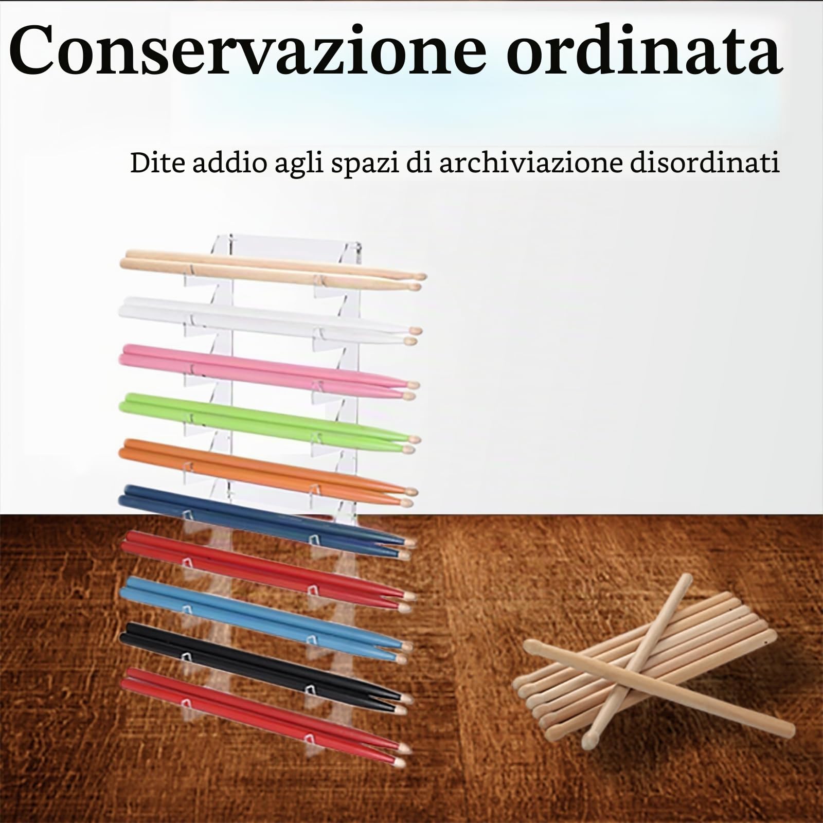 drumstick display holder Espositore per bacchette, supporto per bacchette da parete, accessori per la collezione di bacchette per batteria, bacchette per percussioni e bacchette per batteria