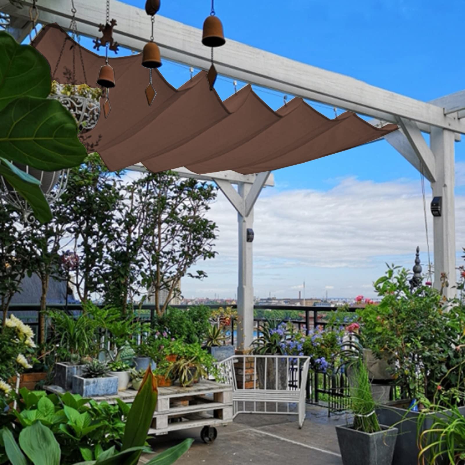 LXBAMKEA Einziehbar Welle Schatten Abdeckung, Hängen Runter Sonnensegel, Anti-UV Schutz Durchlässig Markise Mit Montagesatz, Freien Terrasse Garten Deck Dach Schutz, Anpassbar