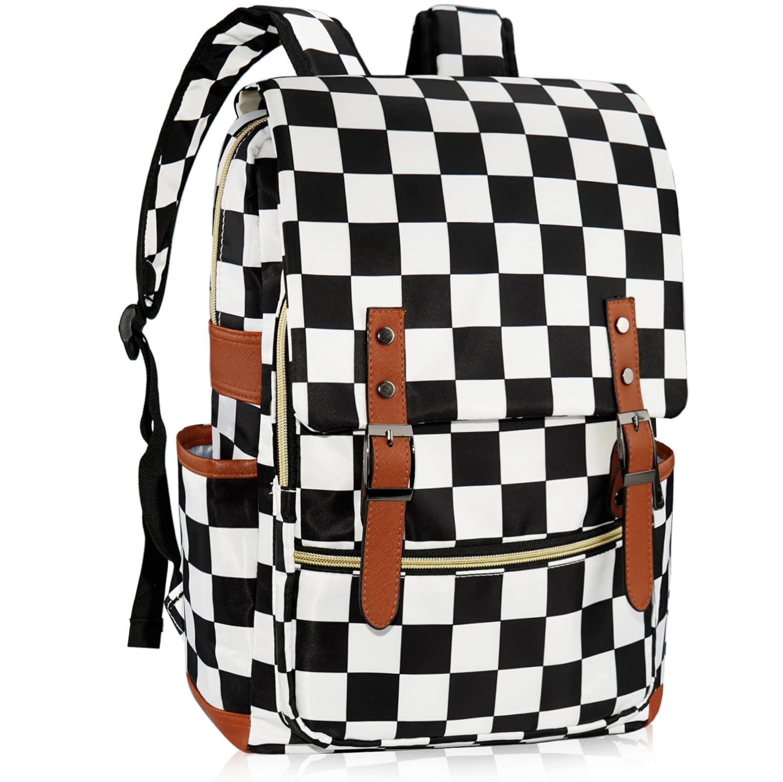 MCWTH Checkered School Backpack for Girls Women 15 6 inch Laptop Backpacks Bookbags for College Travel