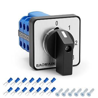 Baomain Rotary Changeover Switch,20A 4-Position,12-Terminal Cam Selector with 0-1-2-3 Circuit Selection,UL Certified for 3-Position Mode Switching,Power Selection and Circuit Control