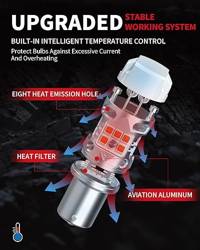 Miniatura 6 de LASFIT Bombilla LED T3 1156, señal de giro ámbar, resistencia incorporada 7506 CANBUS Ready sin errores, nuevo 500% brillante intermitente 4000LM