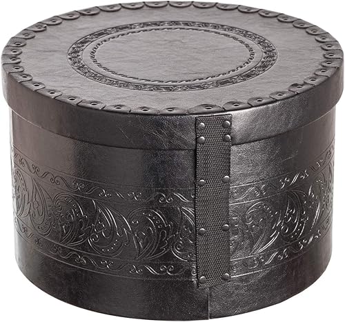 Miniatura 2 de Creative Scents Caja grande para sombreros para hombres y mujeres, contenedor redondo para sombreros, fácil de viajar, con tapa de bloqueo dorada y