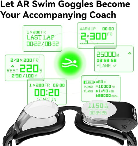 Miniatura 4 de Holoswim Smart Swim Goggles, 2GO Swimming Goggles, AR Real-time Display, AI Data Analysis, Anti-fog IPX8, Stroke Recognition