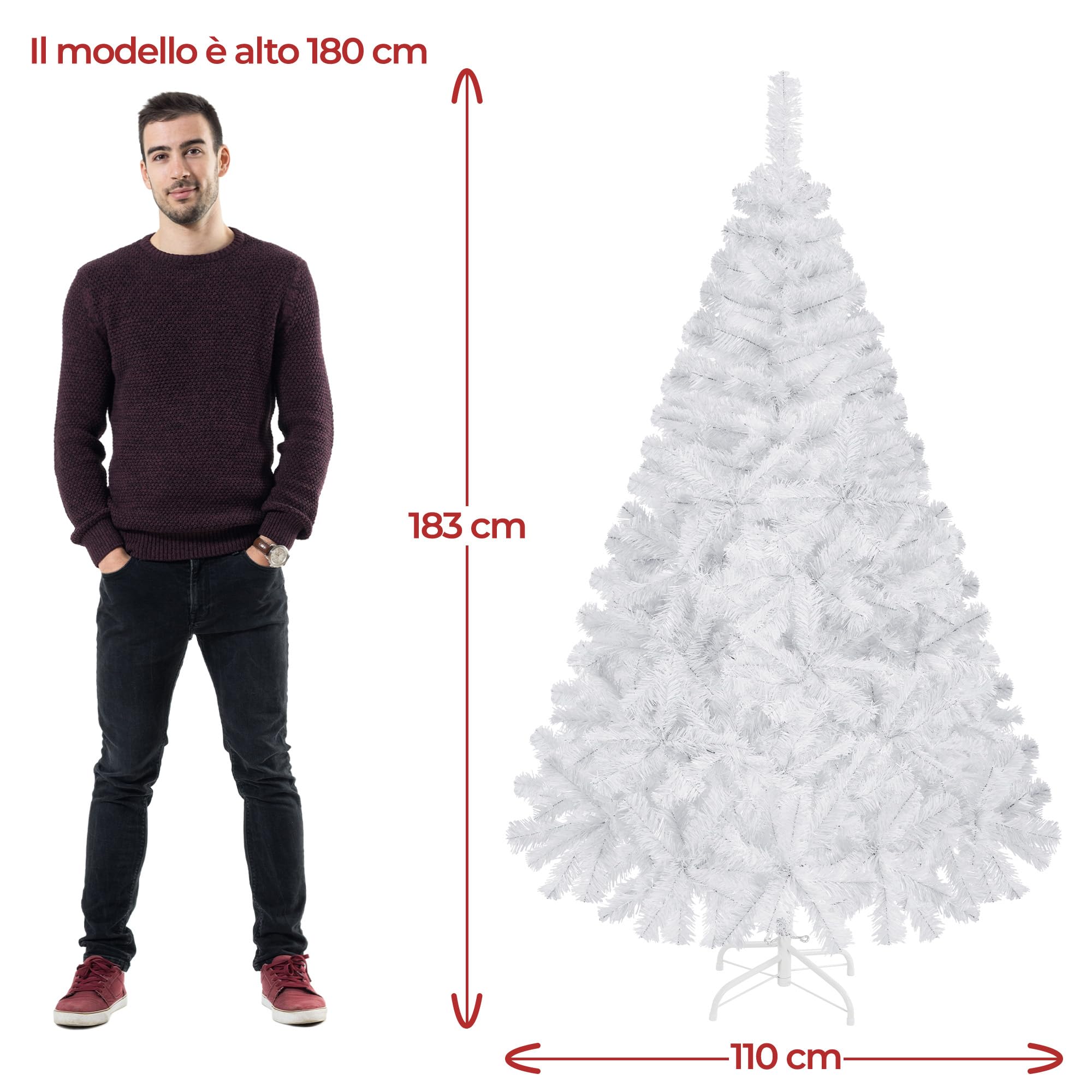 Yaheetech Albero di Natale Artificiale con Supporto in Metallo con