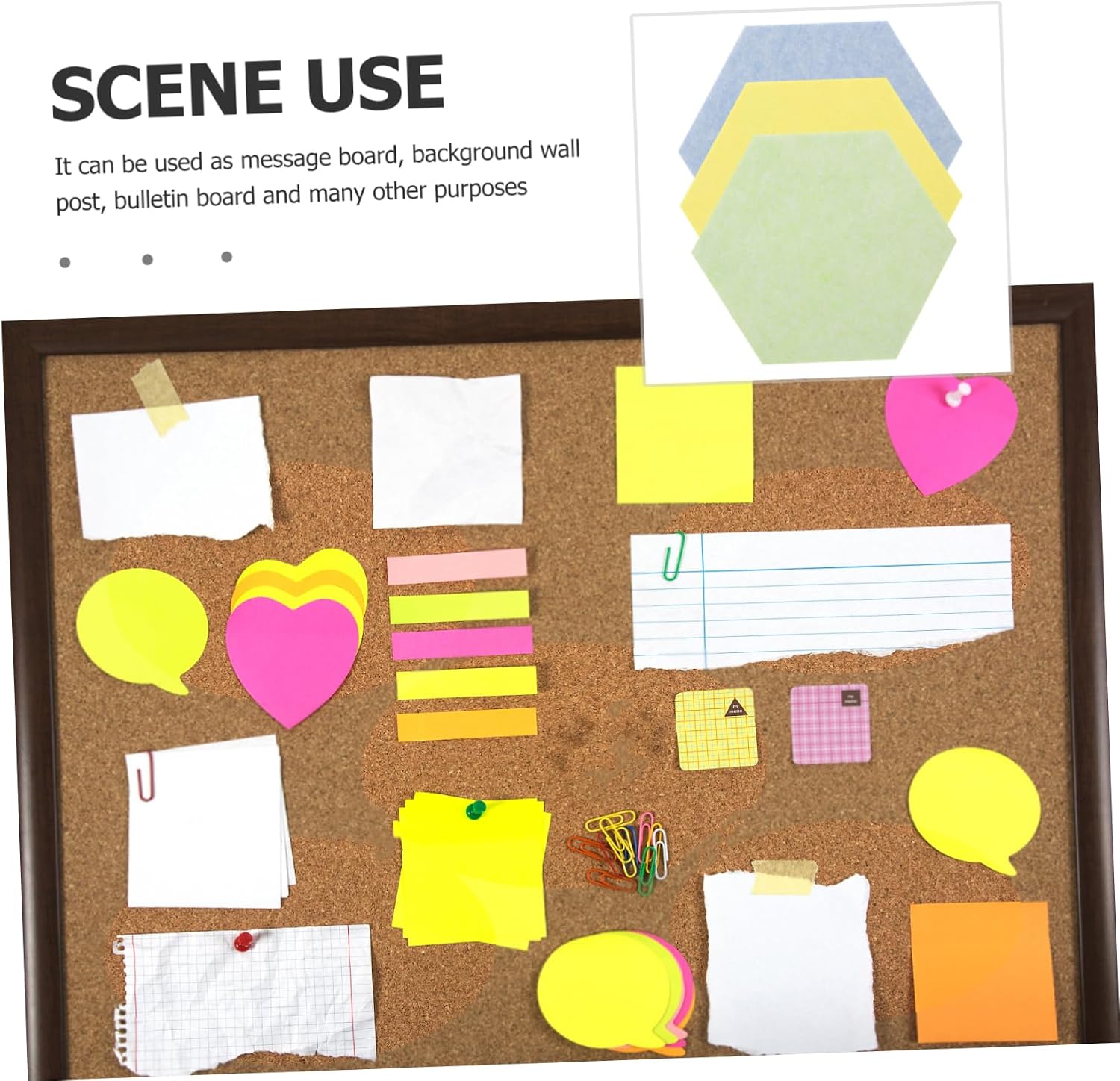 KICHOUSE 6pcs Adhesive Hexagon Felt Wall Tiles Memo Board Stickers for Home Office and Classroom Decorative Bulletin Board Lemon Leaf