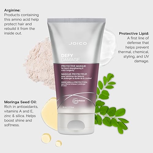 Vista 9 de Joico Máscara protectora Defy Damage Para cabello teñido Fortalece los lazos y conserva el color del cabello Con aceite de semilla de moringa