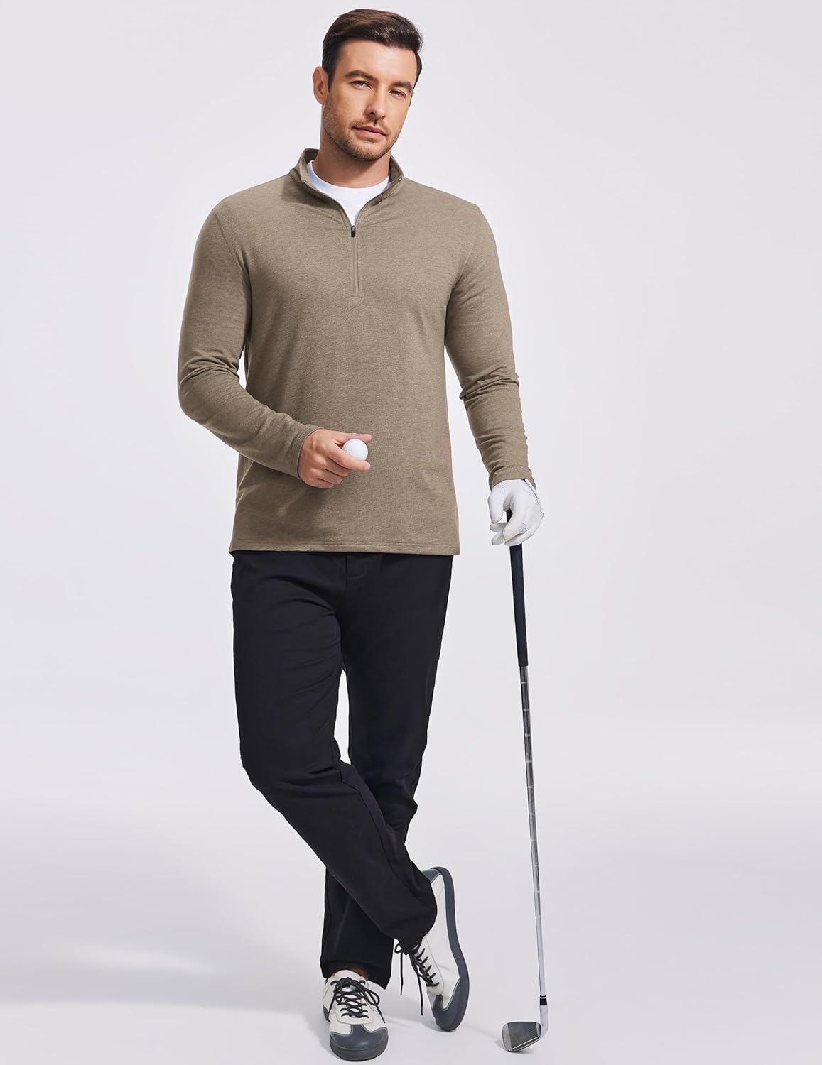 PINSPARK Men's Quarter Zip Up Lightweight Pullover Mock Neck Sweatshirts Long Sleeve Golf shirts Performance Athletic Casual - Image 3