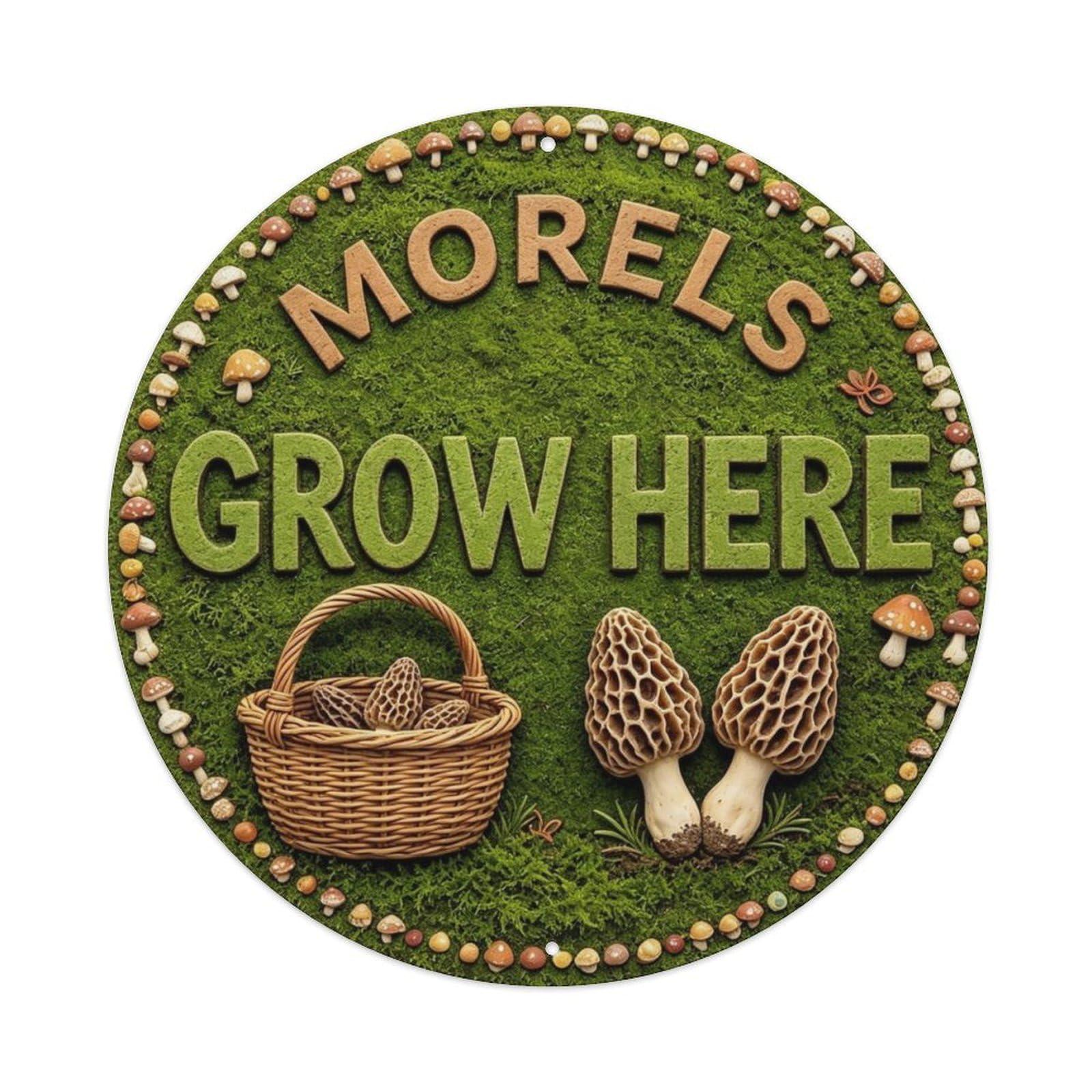 Mushroom Foraging Morels Grow Here Metal Tin Sign Plaque