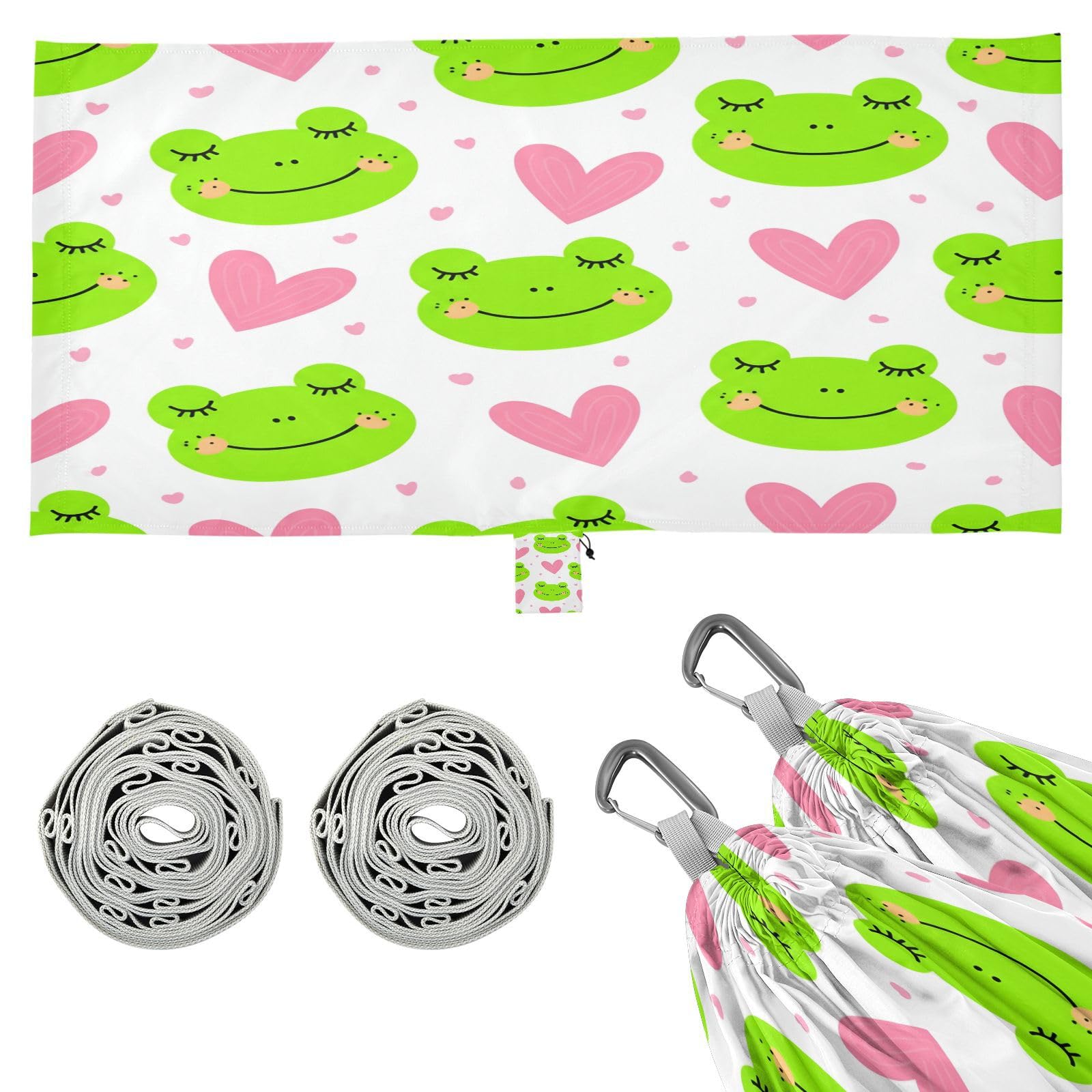 ATTX Frog Faces Camping Hammock - Lightweight & Portable Hammocks, Heavy Duty 330lbs Capacity for Indoor, Hiking, Backpacking, Travel, Backyard, Beach#165