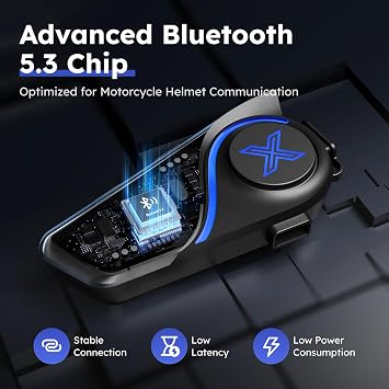 D9 Motorcycle Bluetooth Headset with Audio Multitasking, 2 Pack