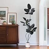 Yepdin Artificial Rubber Tree Plant -5FT Faux Plants Indoor with Planter,Tall Fake Trees Lifelike Branches & Foliage,Large Artificial Plants Indoor for Home Office Floor Patio