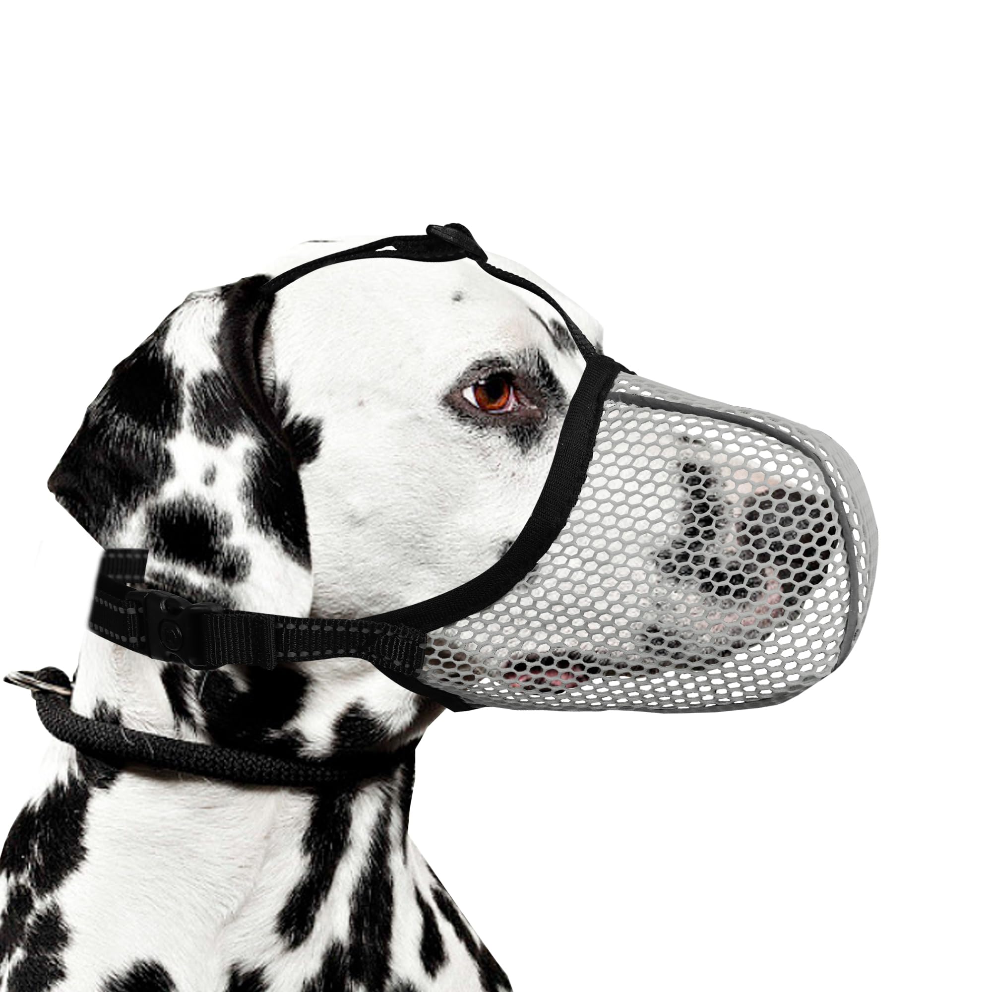 JOYPAWS Dog Muzzle, Breathable Soft for Medium to Large Dogs to Anti & Prevent Barking Biting Chewing, Reflective & Adjustable Basket Muzzle with Air