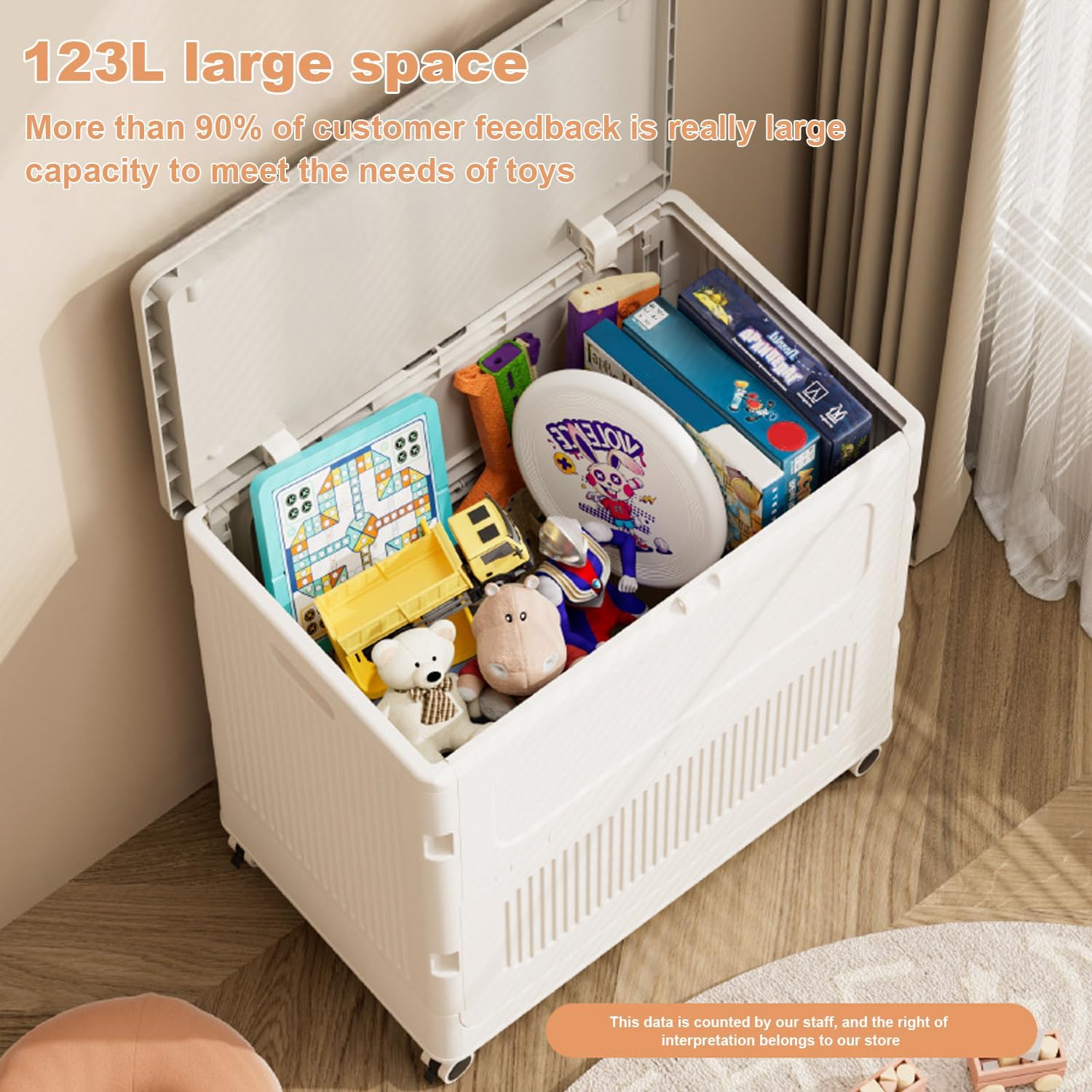 Large Plastic Storage Bins with Lid, 123L Collapsible Sturdy Storage Organizer Boxes Bins Baskets with Wheels, Home Storage Organizer for Bedroom Living