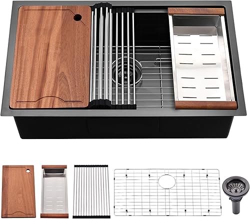 Lavaplatos de cocina de montaje empotrado con base de trabajo