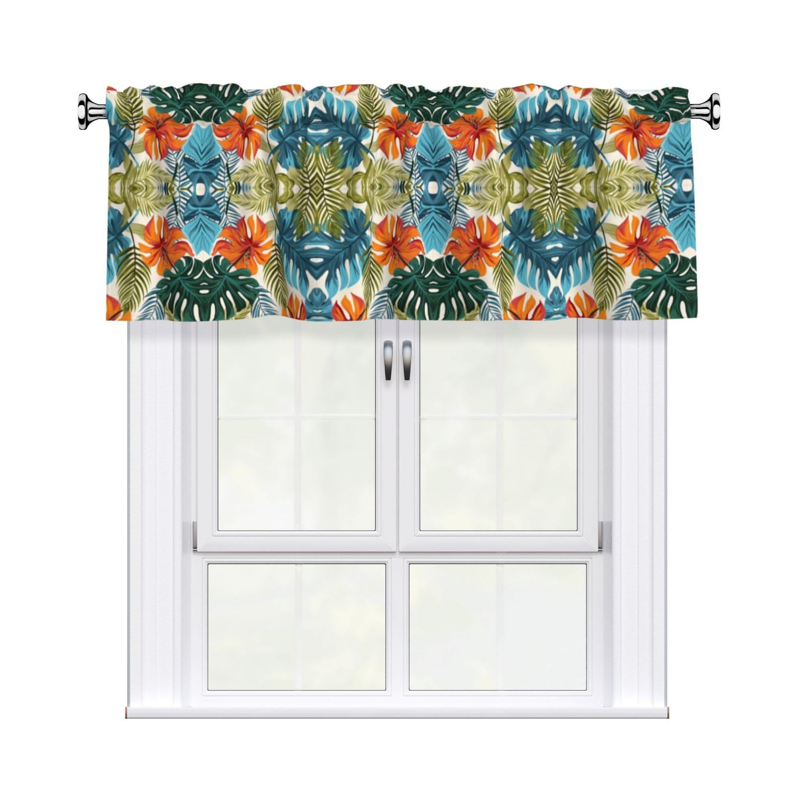 HJFCZH Tropical Rainforest Plants Prints Durable Window Layer – 54x18 Inch 100% Polyester Peach Skin Valance for Long-Lasting Style