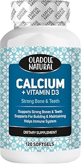 Oladole Natural Calcium Plus Vitamin D3 - 120 Softgels | For Strong Bones, Immune Support, Heart Health, Energy Boost & Holistic Well-Being | Essential Formula For Optimal Health & Vitality | Non- GMO
