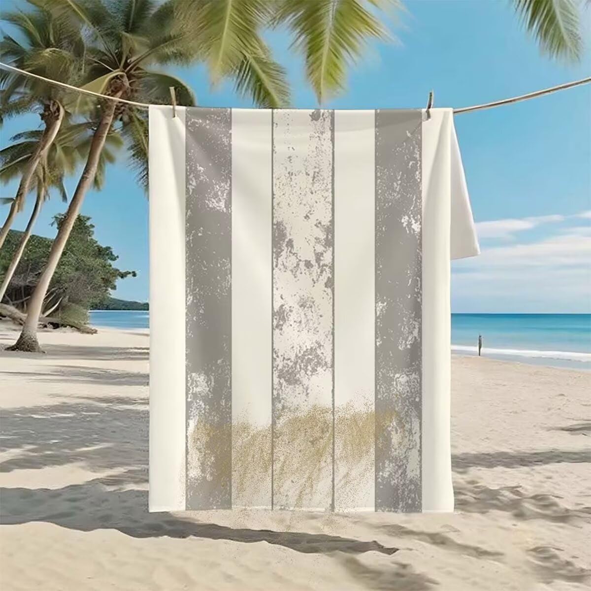 Telo Mare XXL 220x100cm/35x70cm, 2 Set Telo Mare Microfibra Marrone Asciugamano Palestra Uomo, Antisabbia, Leggero, Asciugatura Rapida, Teli da Spiaggia Grandi Accessori per Camping Natation Yoga G-21