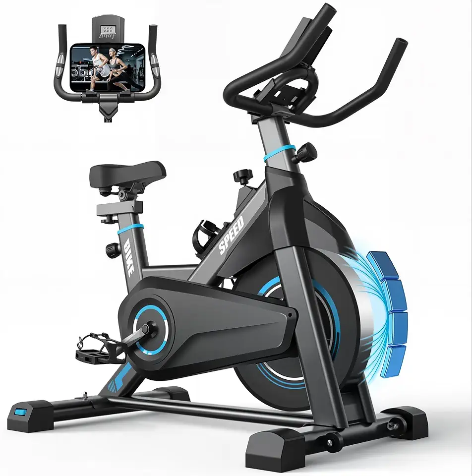 Bicicleta Ergométrica, Bicicleta Magnética Spinning Silenciosa Preto e Azul Suporte até 150kg