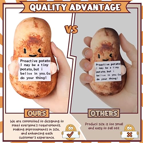 Miniatura 4 de PullCrease Divertido peluche grande y lindo de papa Kawaii de 5.3 pulgadas, animal de peluche inspirador de patata con tarjeta de energía positiva,