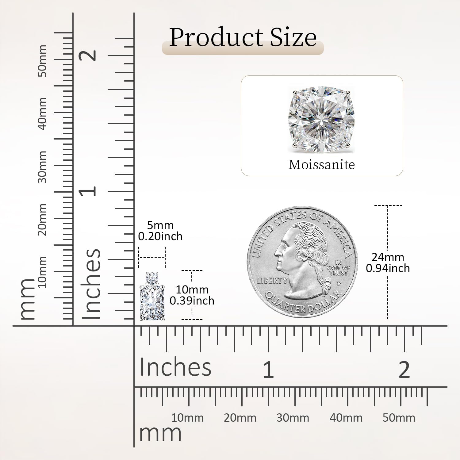 1.84CT Moissanite Stud Earrings, D Color VVS1 S925 Sterling Silver Rectangular Moissanite Earrings, Valentines Birthday Mothers Day Jewelry Gifts for Women - Image 6