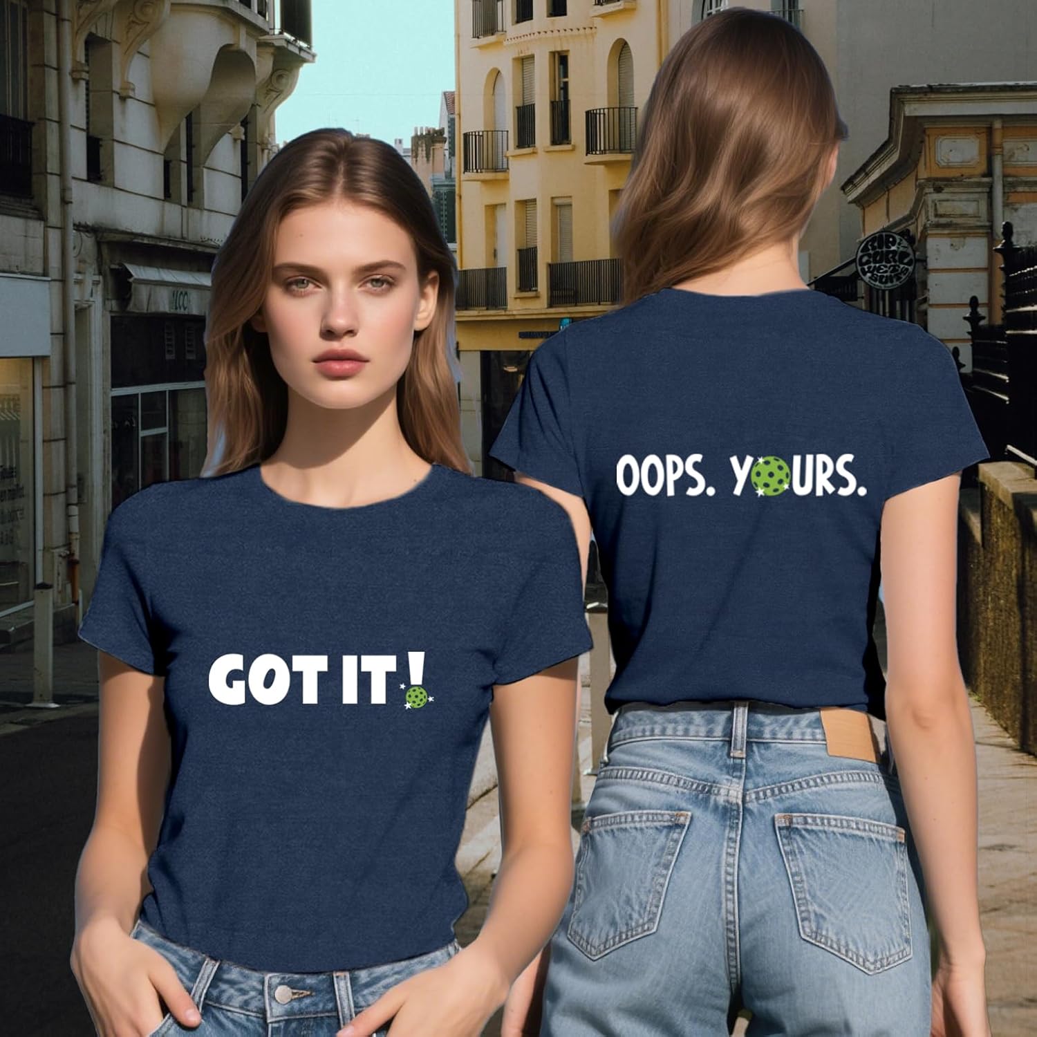 Pickleball Shirts for Women Pickleball Player T-Shirt Paddleball Front Back Printing Tee Tops - Image 3