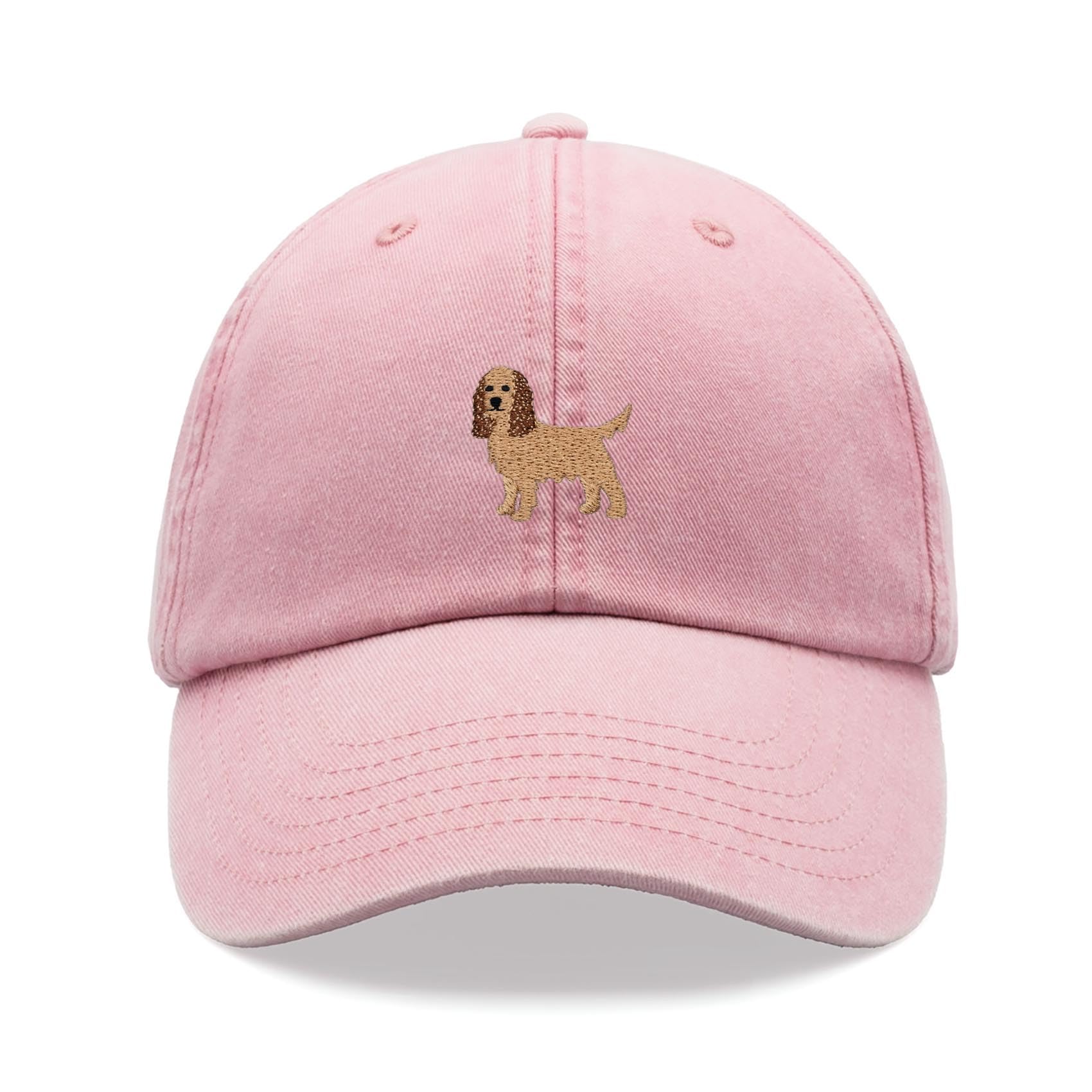 Spaniel Dog Baseball Cap Vintage Washed Unisex Dad Hat Adjustable Pink